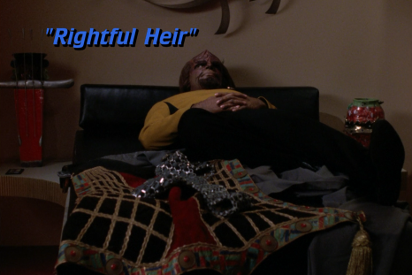 Worf faces a crisis of faith in "Rightful Heir."