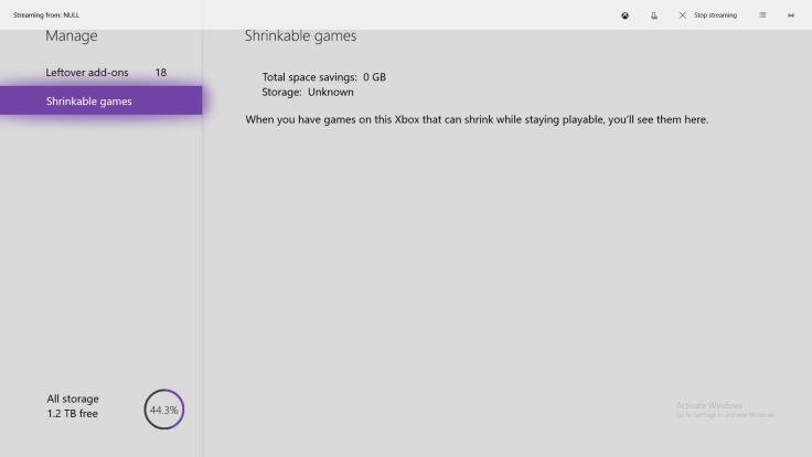 The picture of the shrinkable tabs section on an Xbox One