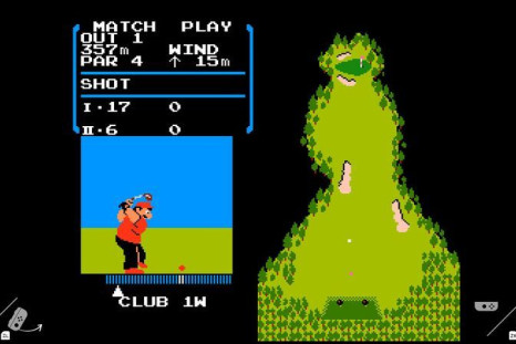 A screenshot for NES Golf on the Switch. You can see joy-con pictures in the corners of the image.