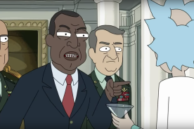 Rick takes on President Keith David in the Rick and Morty Season 3 finale.