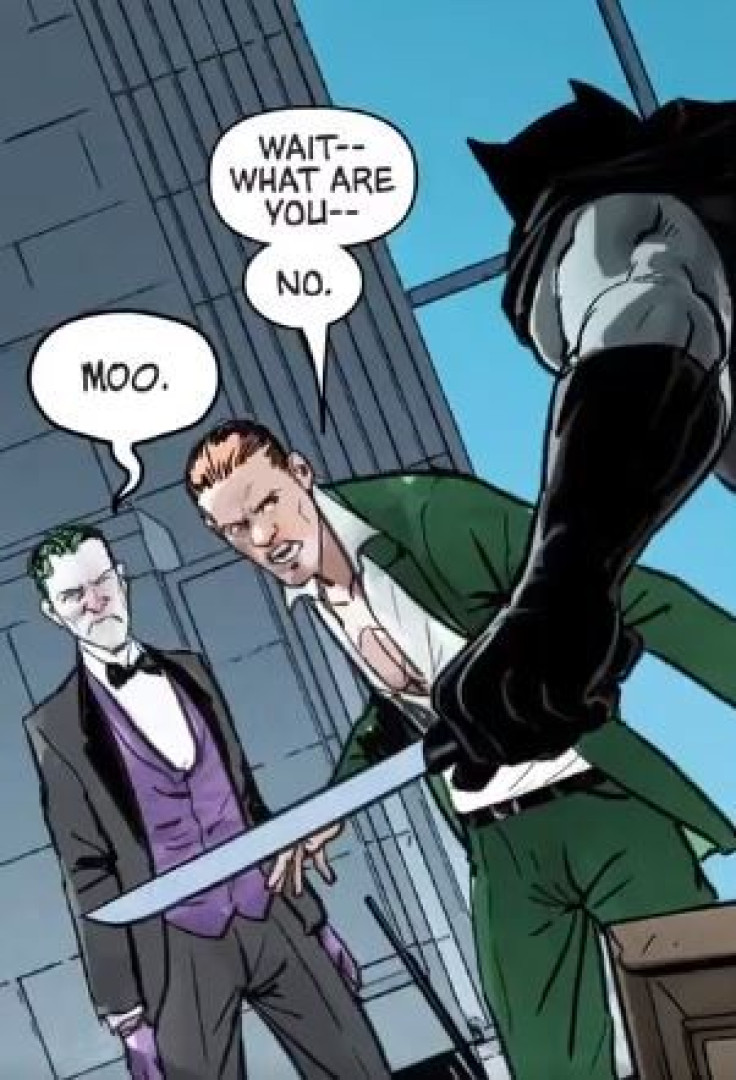 Batman had enough of the Riddler after what he did to Kite Man's son. 