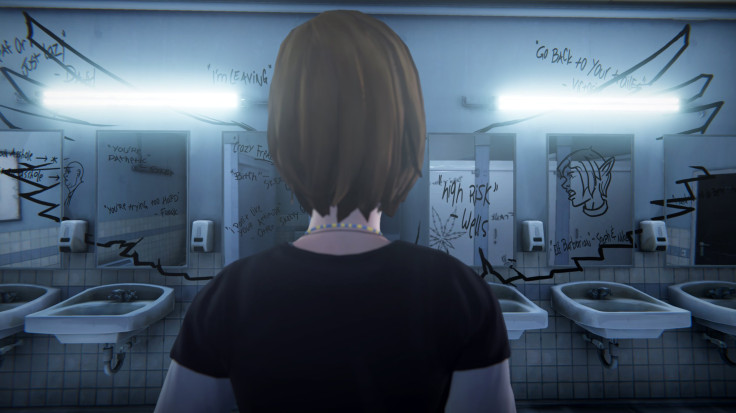 Chloe tags the Blackwell Academy bathroom.