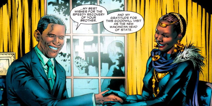 Shuri meets with Obama in Black Panther Vol. 5 #7.