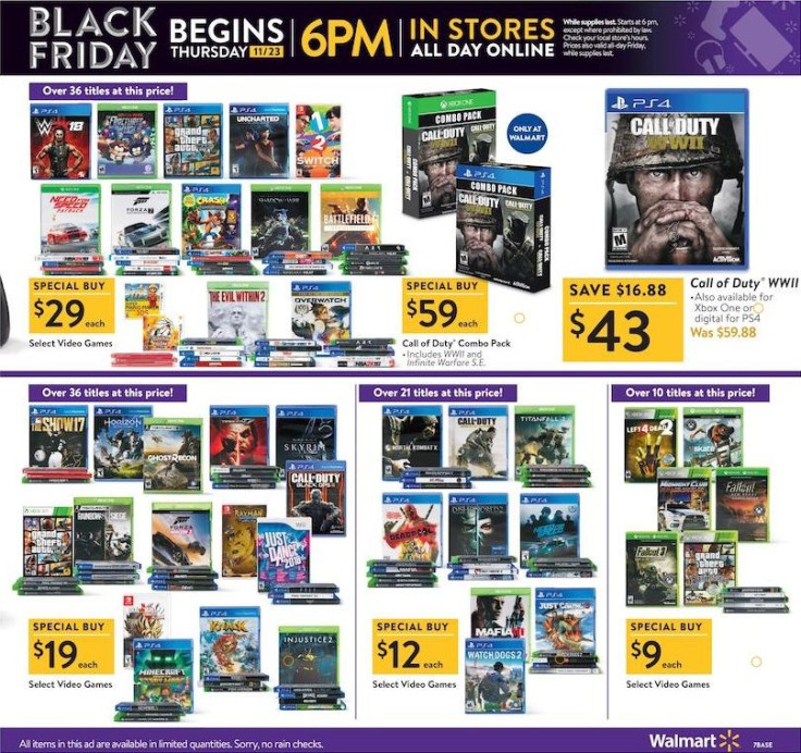 Walmart reveals its selection of Black Friday deals for PS4 titles.