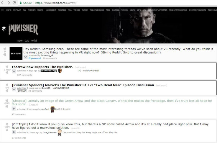 Angry Arrow fans renamed the reddit page, "The Punisher" in protest. 