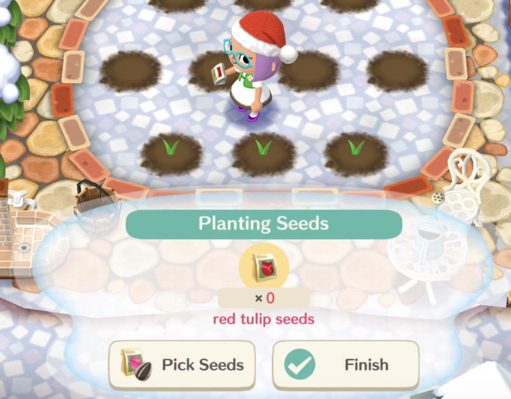 Tapping on an empty garden plot will bring up the menu to plant seeds.