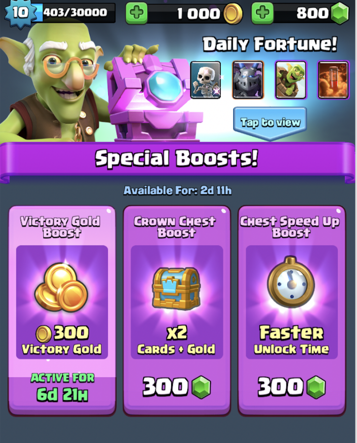 In addition to the Triple Elixir Challenge, Clash Royale players get an addition 300 coins in victory gold for winning battles this week only.