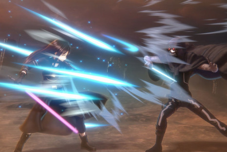 Kirito facing off against Death Gun in Sword Art Online: Fatal Bullet 