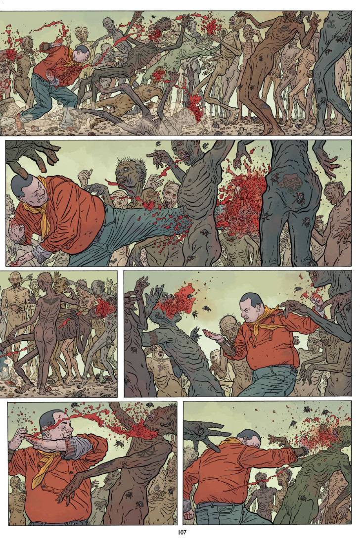 The Shaolin Cowboy vs. a horde of zombies in Shemp Buffet.
