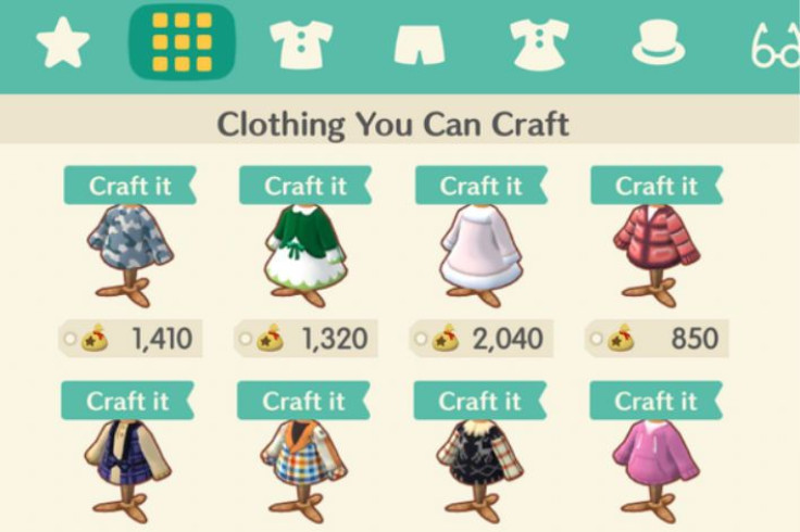 Clothing you can craft in Animal Crossing Pocket Camp.