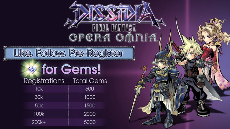 Pre-registration goals for Dissidia Final Fantasy Opera Omnia.