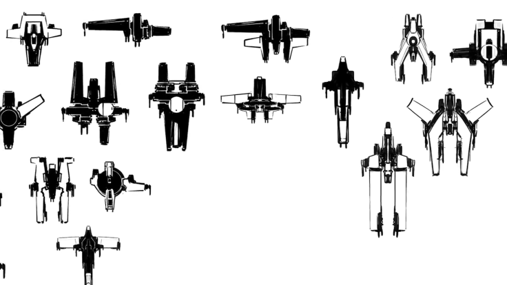Several sketches of each ship are made before committing to a final design.