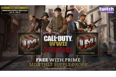 Call Of Duty: WWII gets new Twitch Prime loot for the Resistance event. Open additional Supply Drops and a special Resistance Bribe. Call Of Duty: WWII is available now on PS4, Xbox One and PC. 
