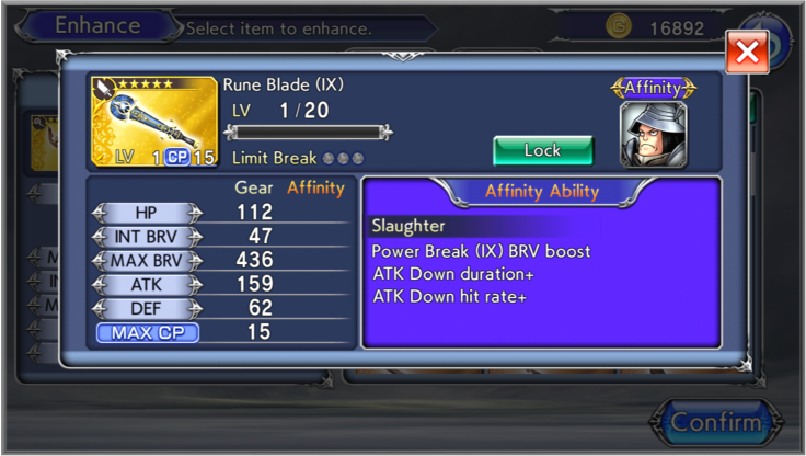 Enhancing weapons in DFFOO.