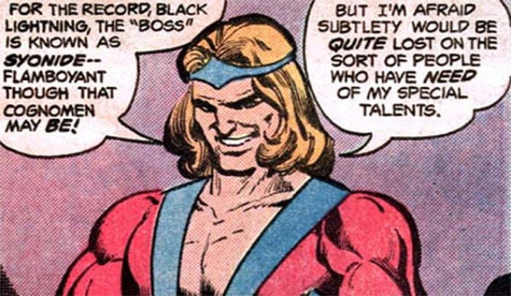 Syonide is played by Charlbi Dean Kriek on the series, but appears to be based on Syonide II, not the one who appeared in Tony Isabella's Black Lightning run. 