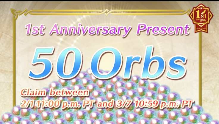 Players will receive 50 free orbs as part of the Fire Emblem Heroes anniversary update.