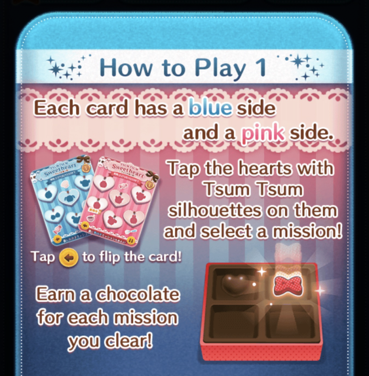 Each Sweetheart event card has six pairs of character challenges to complete to win in game rewards.