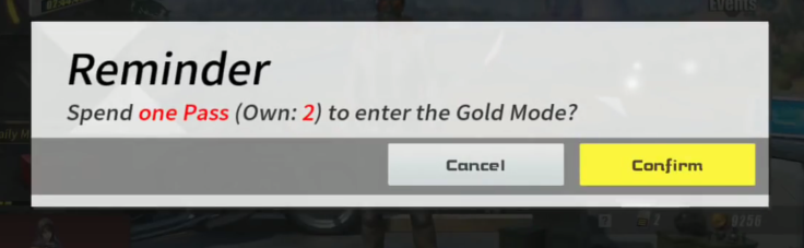 If you own a gold mode pass, you'll be prompted to use it when entering the Gold arena.