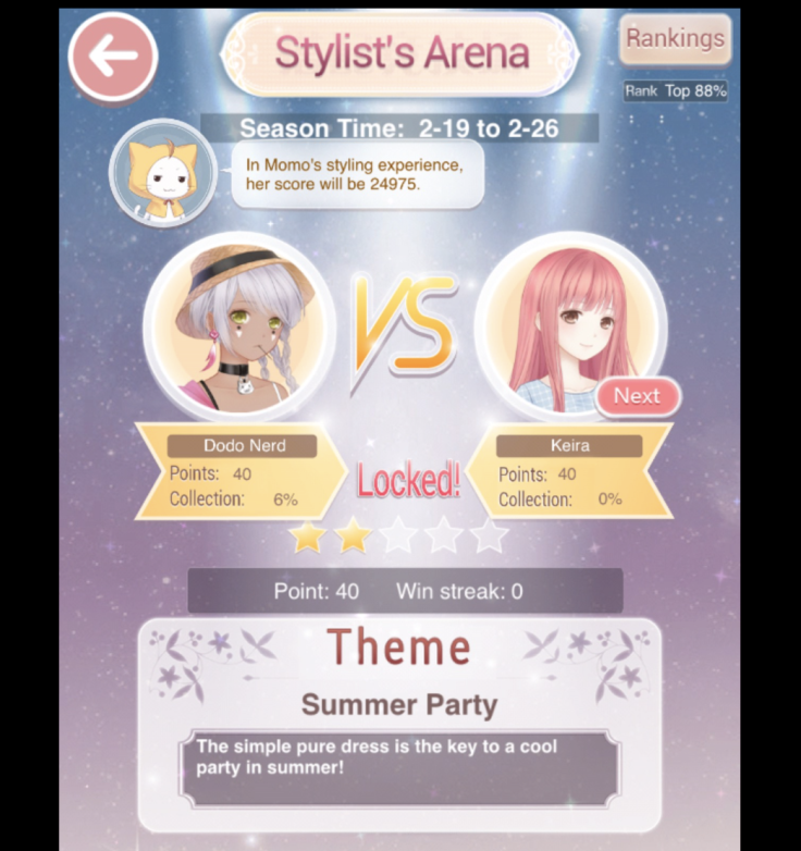 Momo gives players a special cheat in the Stylist Arena to help them get more winning streaks.