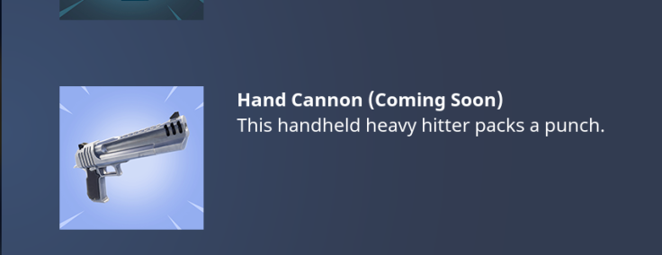 Here's the in-game description for Fortnite's Hand Cannon.