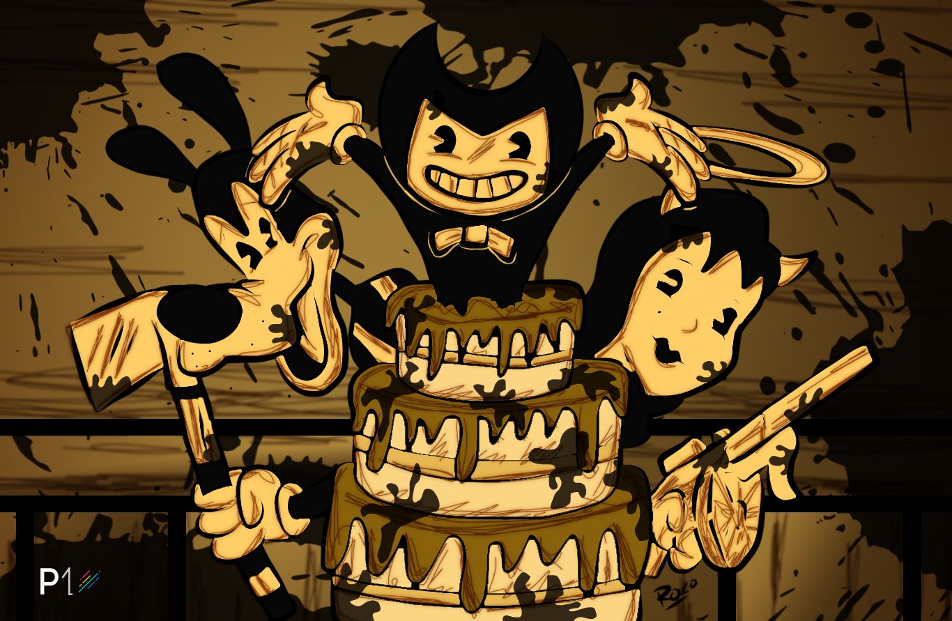 Bendy and the Ink Machine Fan art ink star purple video Game desktop  Wallpaper png  PNGWing