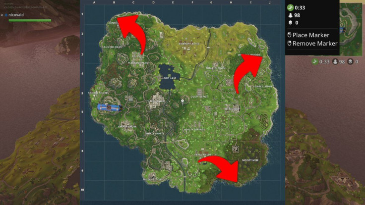 Here are the locations for the Llama, Fox and Crab. The Llama is on the left, the Fox is on the right and the Crab is on the bottom.