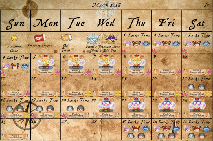 An leaked international calendar shows the March 2018 Disney Tsum  Tsum event kicking off March 5, but other estimates say it will kick off March 7 in North America.