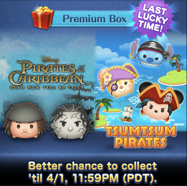 Five pirate themed Tsum Tsum will join the game during the March 2018 event.