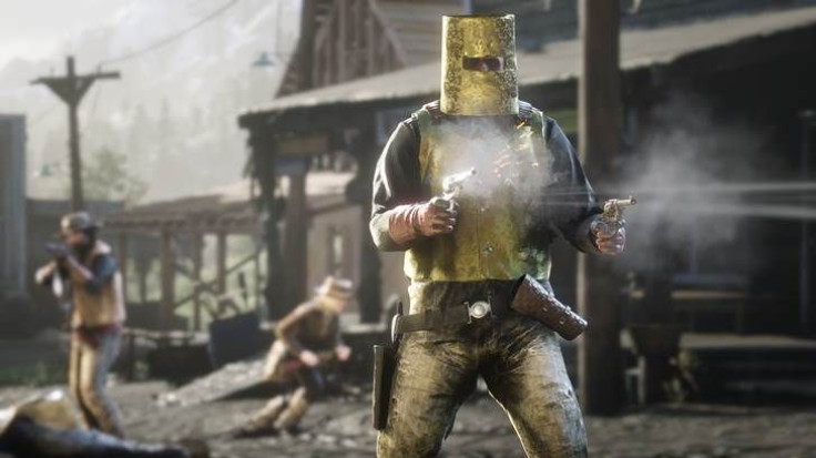 The gold armor suit from the new Fool's Gold mode in Red Dead Online