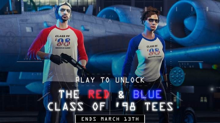 Log in to receive both the red and blue Class of '98 shirts