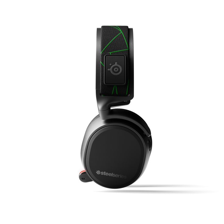 The microphone tucks neatly into the headset when not in use
