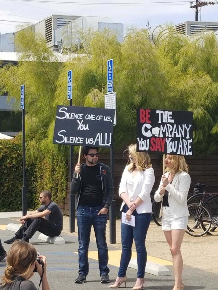 Riot Games developers protesting crunch culture outside Riot Games headquarters in Santa Monica.