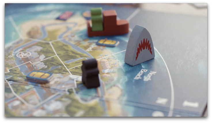 The Jaws game components are high quality. I really liked putting the meeple in their little boats