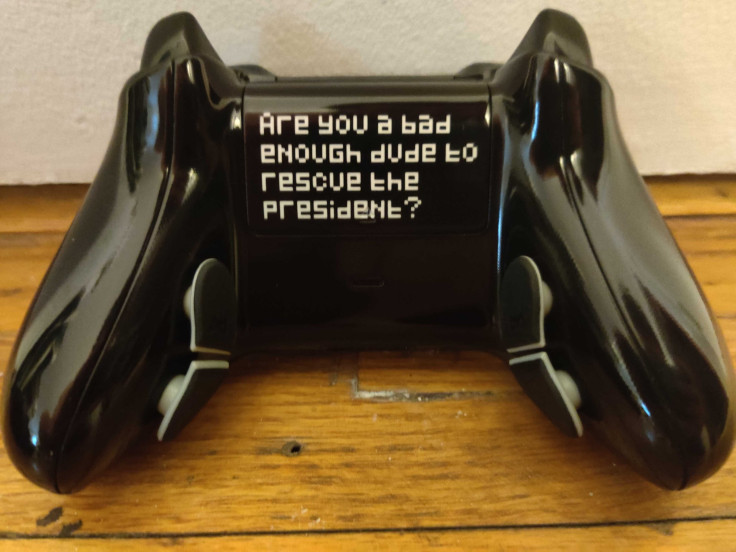 The back of the Evil controller, complete with custom message and Shift paddles