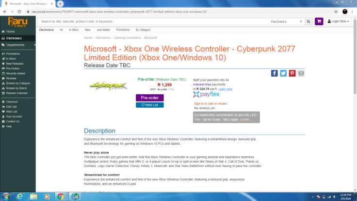 Cyberpunk 2077 Xbox One Controller