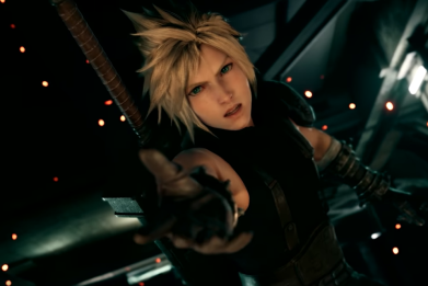 Cloud reaching out in the upcoming Final Fantasy VII Remake