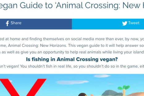 The header for PETA's article PETA’s Vegan Guide to ‘Animal Crossing: New Horizons’