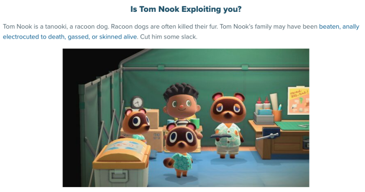 Article section on Tom Nook