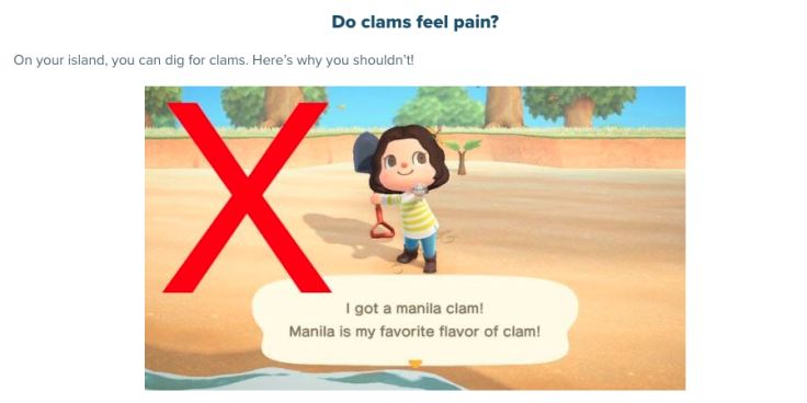 PETA asks if clams feel pain