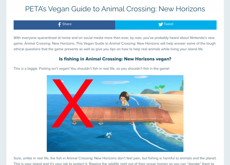 The top of the article on PETA.org
