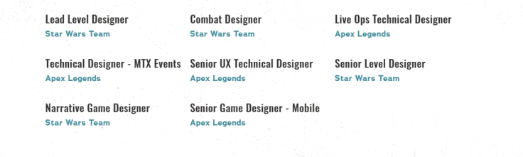 Apex Legends Job Listing