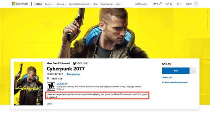 Cyberpunk 2077 Microsoft Warning