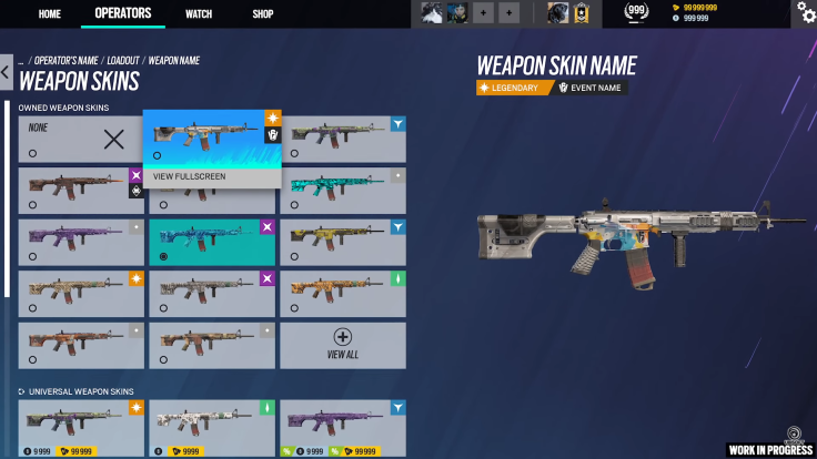 Weapons Menu