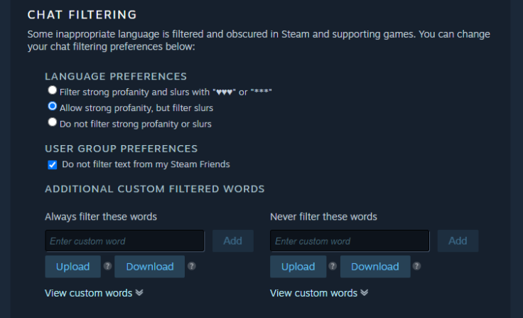 Steam Chat Filter