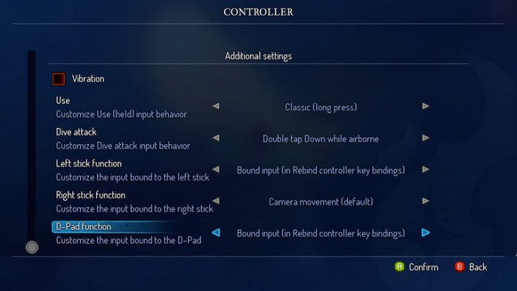 Control Customization Menu