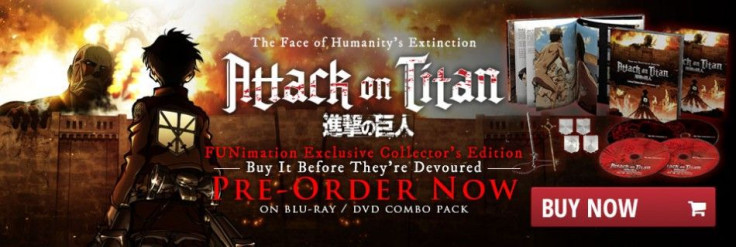 The &quot;Attack on Titan&quot; season 2 premiere is forever away, but the season 1 Blu-Ray, with the English dub, comes out in June. (Image: FUNimation)