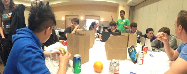 Lunch Time at JailbreakCon 2014: Melissa, Surenix, Joshua Tucker, @ih8sn0w and sister, Sebastien, Kevin,Joshua Hill, Shannon, Ep0k_ and Cyril.