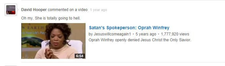 Watch Oprah, go to hell (photo: YouTube)