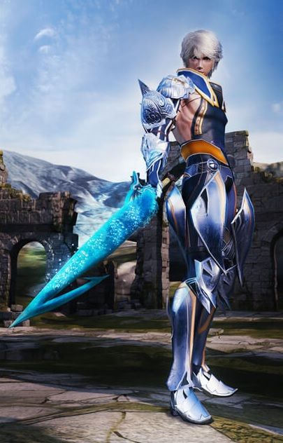 Wal from Mobius Final Fantasy wielding the famous Brotherhood sword Tidus once wielded in Final Fantasy X.