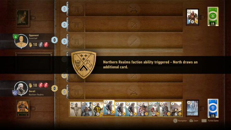 Northern Realms' deck ability gives gwent players an extra card after winning a round in The Witcher 3: Wild Hunt